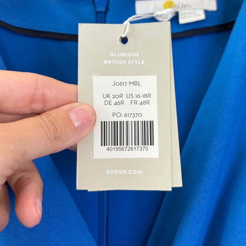 Boden Blue Wrap Front Midi Dress V-Neck 3/4 Sleeve US 16-18R NEW - Picture 4 of 8